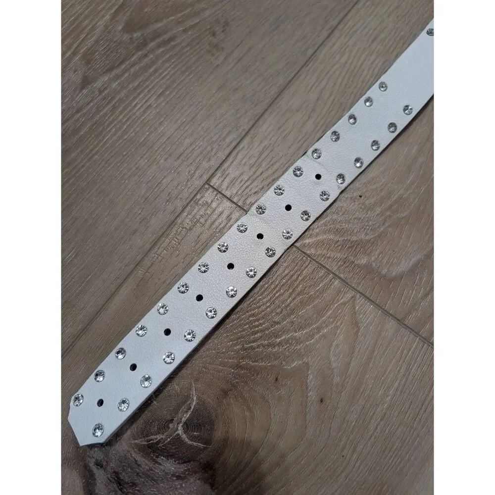 White Rhinestone Studded Criss Cross Laced Belt Women's Plus Size 2XL-4XL Bling